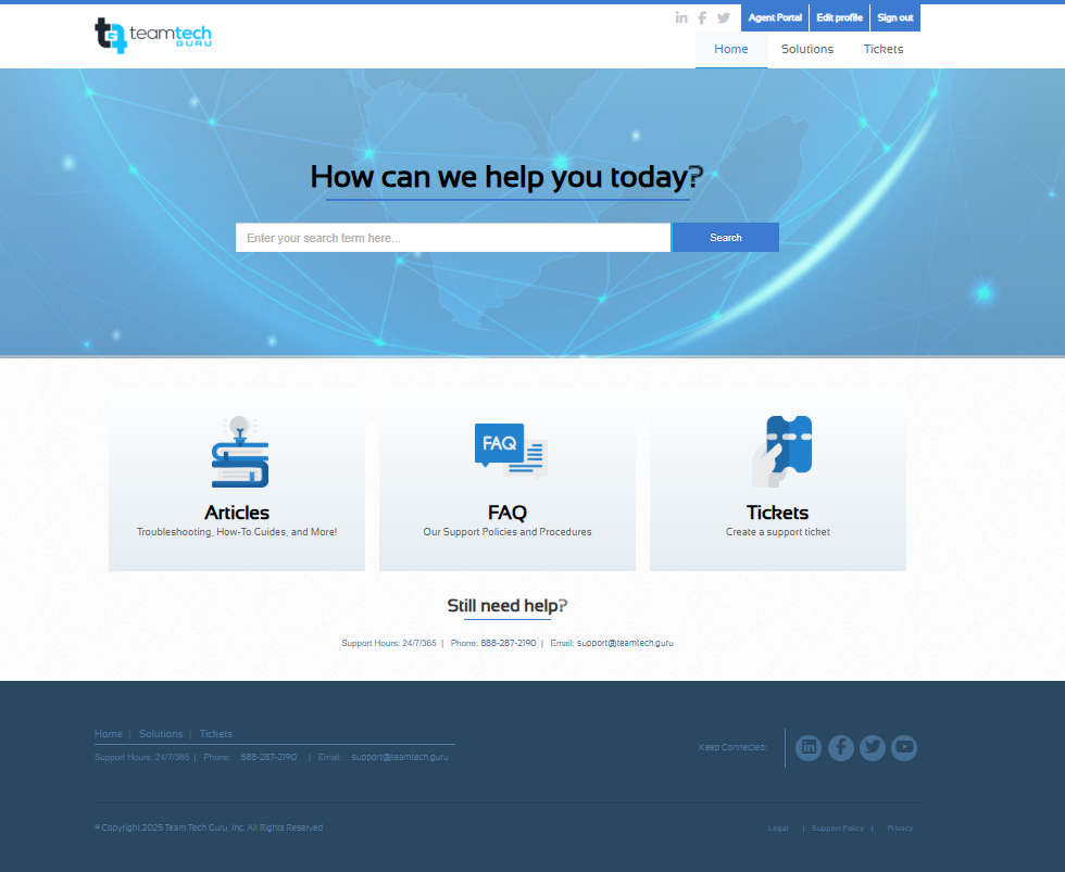 Support Portal Home